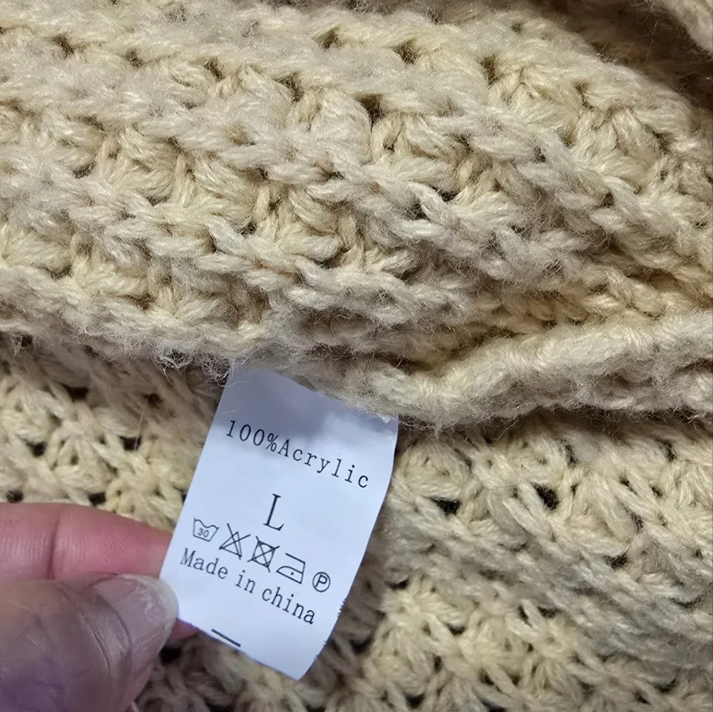 Elegant Tan Asymmetrical Buttoned Sweater